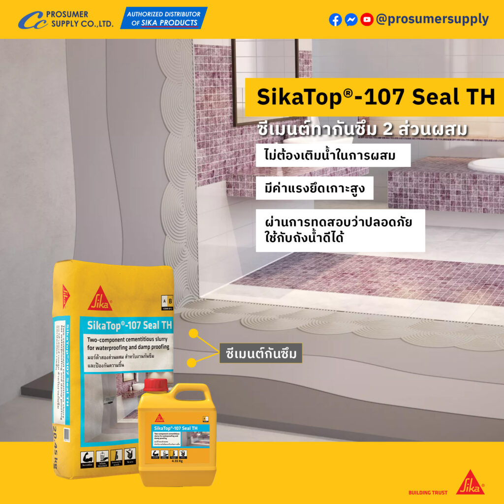 SikaTop®-107 Seal TH ซีเมนต์กันซึม 2 ส่วนผสม ประเภทกันซึม