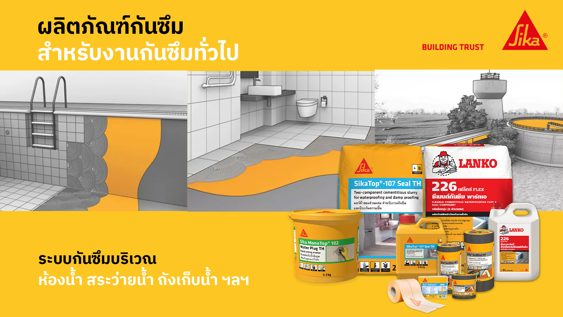 กันซึมสำหรับงานทั่วไป Sika Lanko