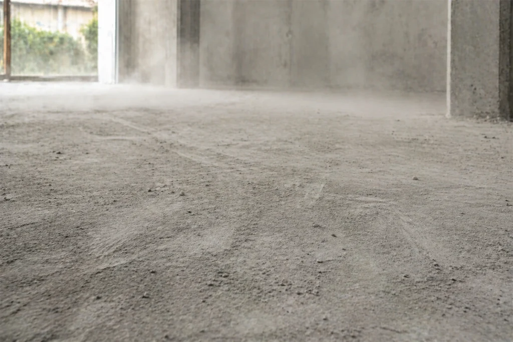 พื้นคอนกรีตมีฝุ่นฟุ้ง